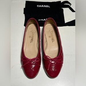 Chanel Burgundy Women's Ballet Flats